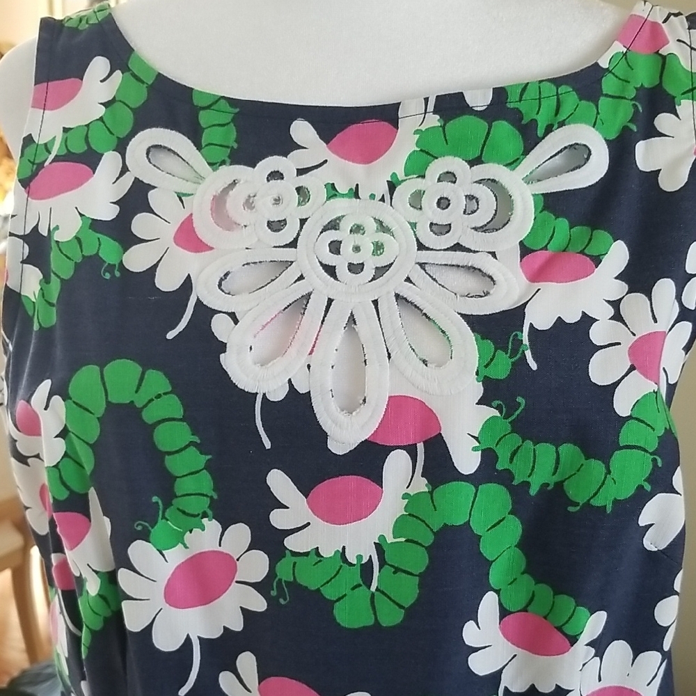 Lilly Pulitzer Navy and Green Floral Dress - Picture 2 of 6